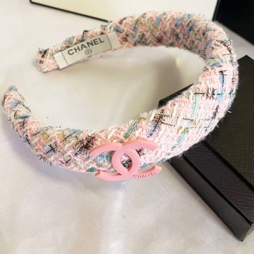 Pink Tweed Headband (1) NEW
